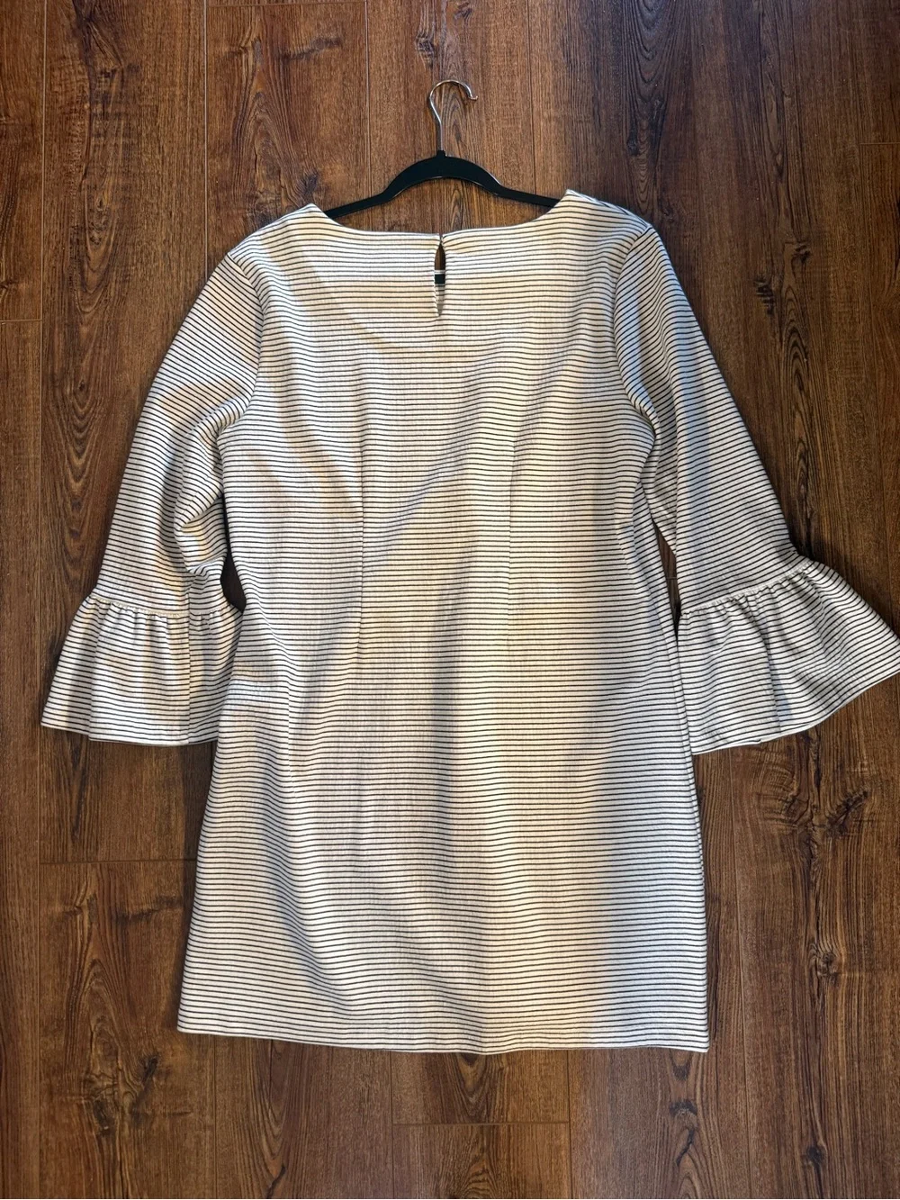 J. Crew Cream and Black Striped Shift Dress